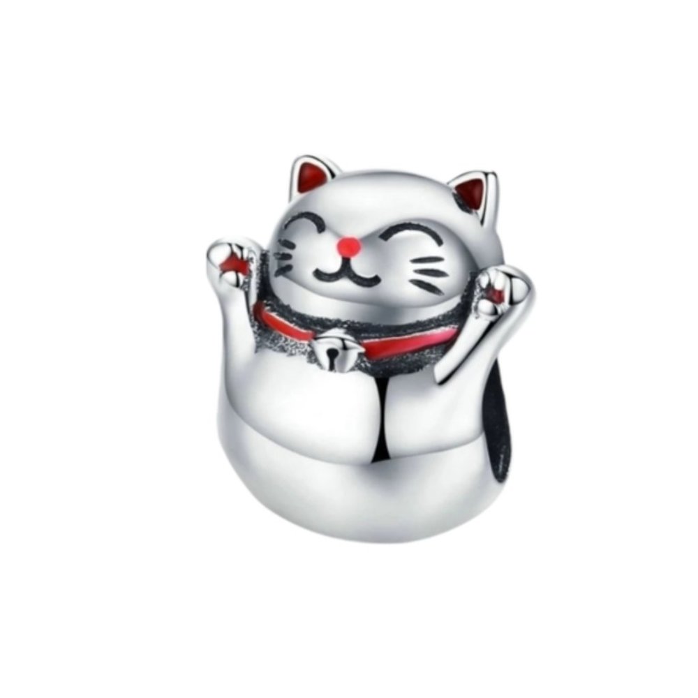 925 Silver Maneki Neko Cat Charm